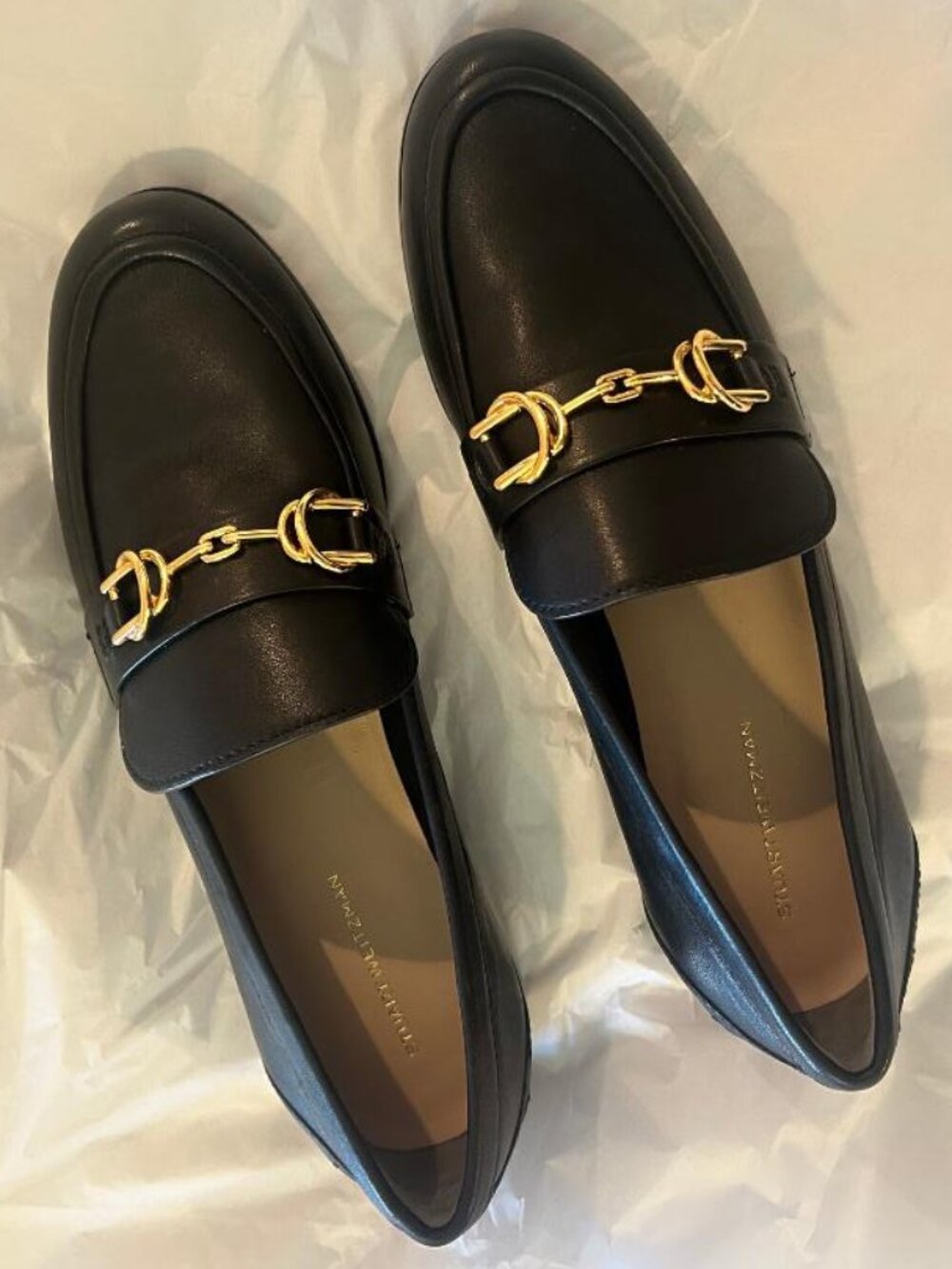 Stuart Weitzman Black Leather OWEN Buckle Loafers - Womens 11B